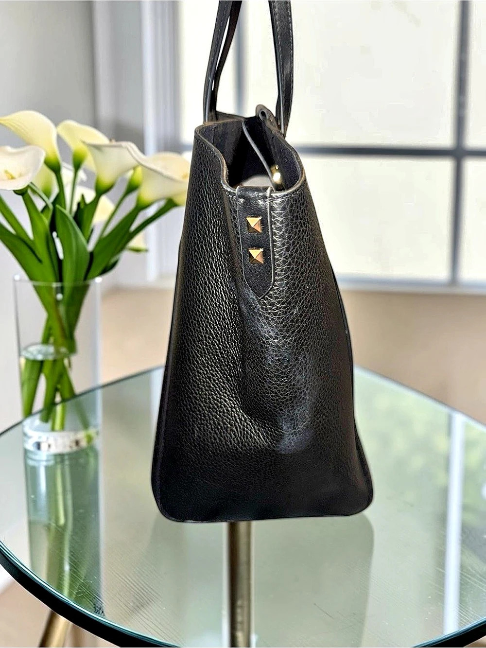 Michael Kors Kariie LG Straw and Leather Tote in Black & Brown - Picture 4 of 8